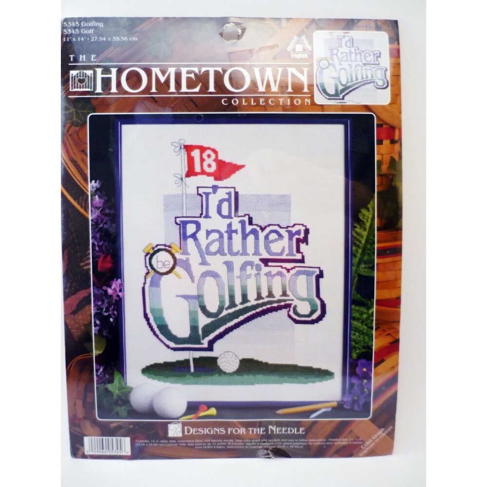 Counted Cross Stitch Kit I'd Rather Be Golfing 18th Hole Golf Fairway 11x14" New
